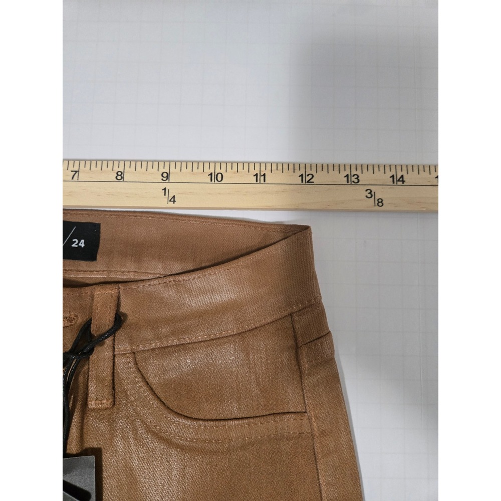 Just Black Denim Coated Cropped Kick Flare Jeans Size 24 Camel Tan BP393J-C NWT - Picture 9 of 10